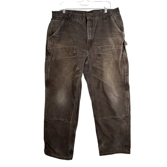 Carhartt Double Knee Dark Brown Pants 40x33 Dungaree Fit B138-DKB Western Cowboy - Picture 1 of 14